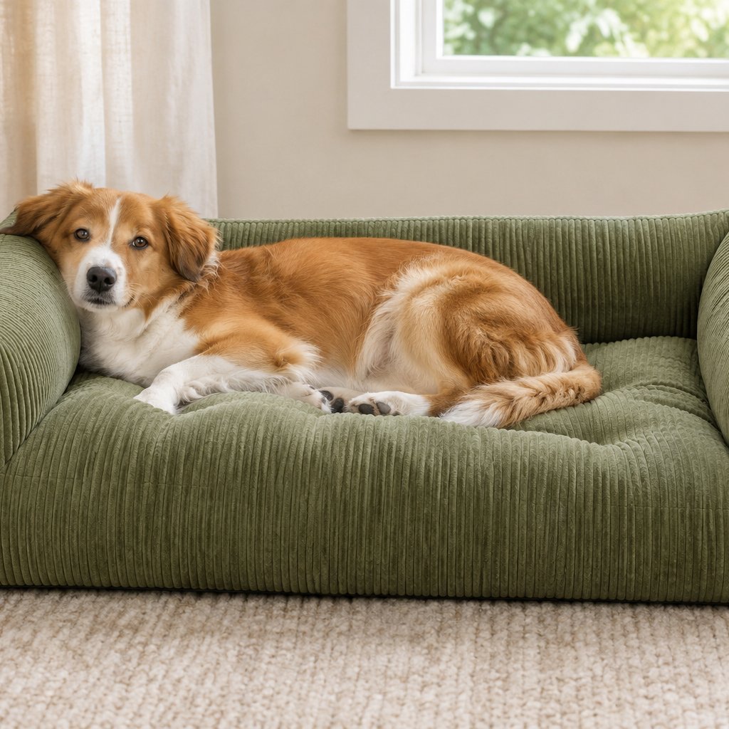 situation — Canapé Lit Orthopédique pour Chien en Mousse à Mémoire de Forme